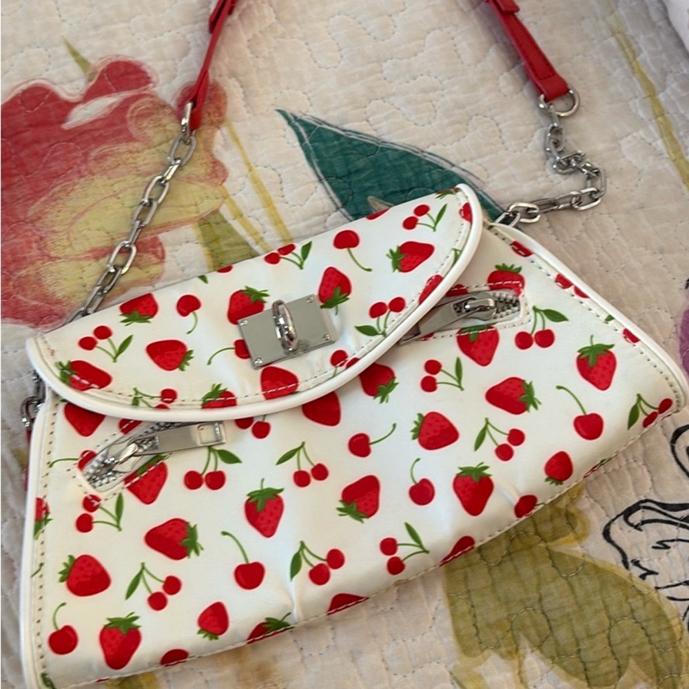 Sugar Thrillz Red and White Strawberry Shoulder Bag